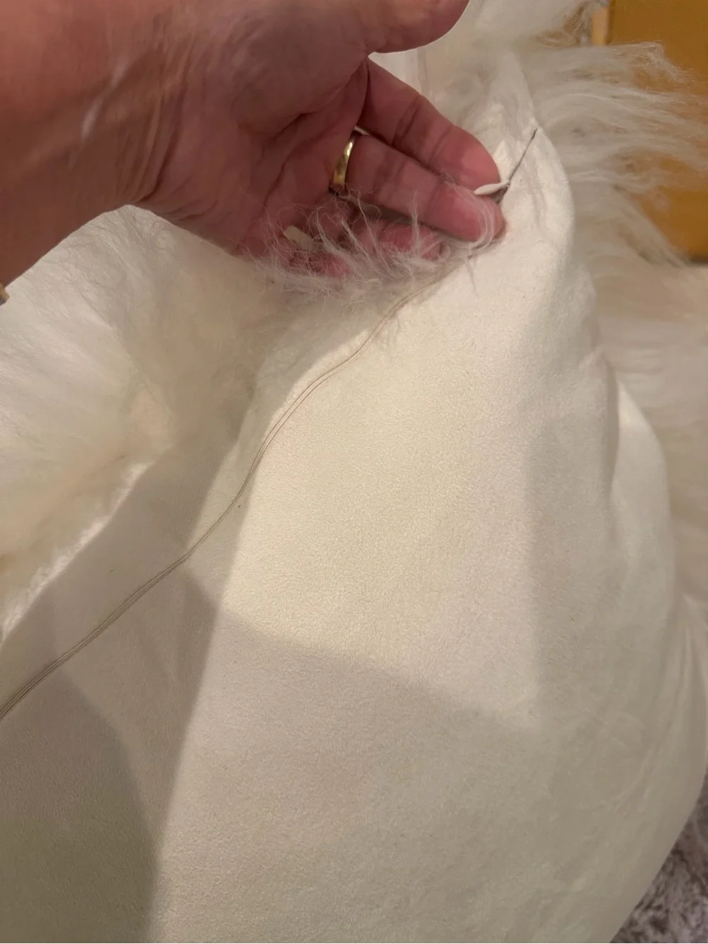 Crate&Barrel White Mongolian Fur 20” Accent Pillow New
